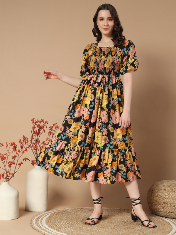 Zeflora Empire Waist Yellow Dress