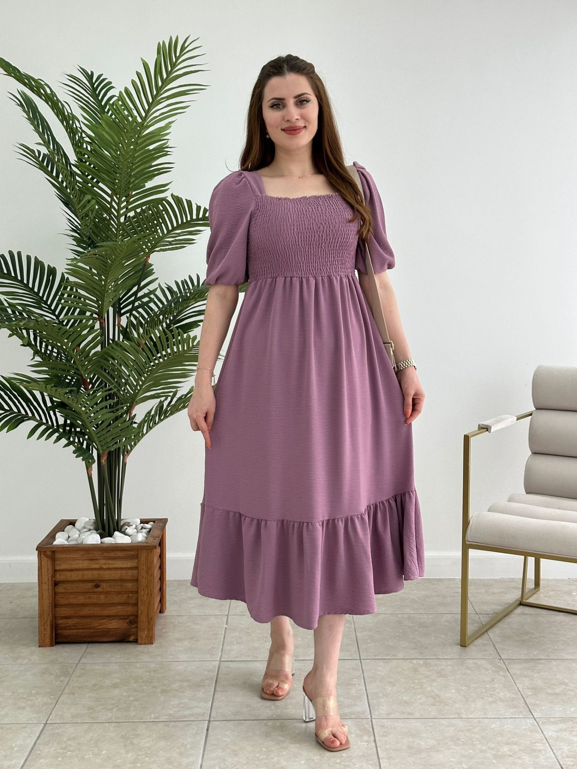 Shemora Purple solid Fit & Flare Dress