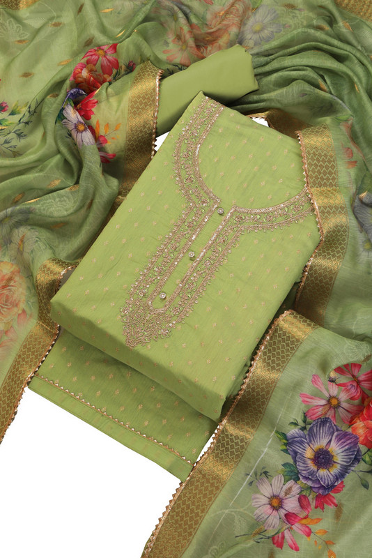 Tavisha Embroidered Chanderi Festive Salwar Suit Material 