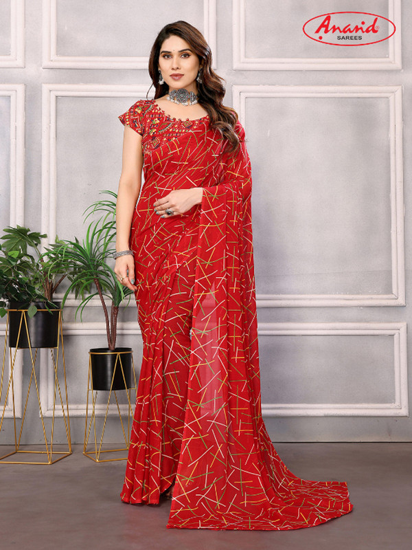  Anshiqa Striped & Printed  Saree 