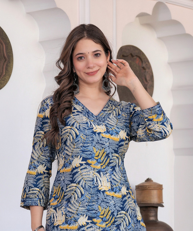 Pravya Grey Floral Salwar Suit Set 