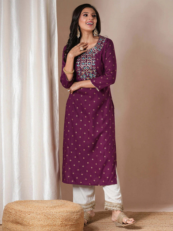 Pravya Deep Purple Floral Salwar Suit Set 