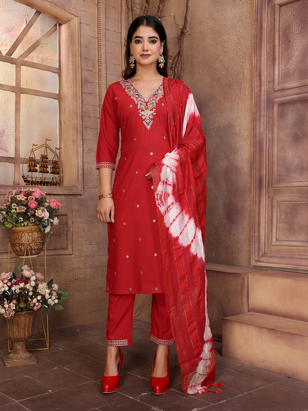 Rivanta Embroidered V-Neck Salwar Suit Set 
