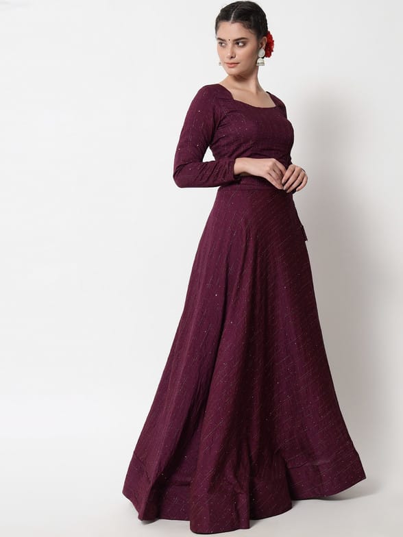 Divashree Purple Embroidered Lehenga Choli