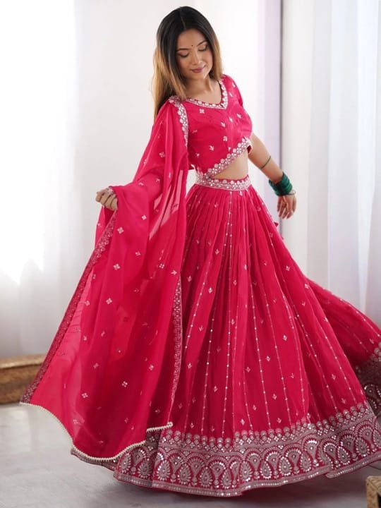 Kezel Pink Sequins Lehenga Choli