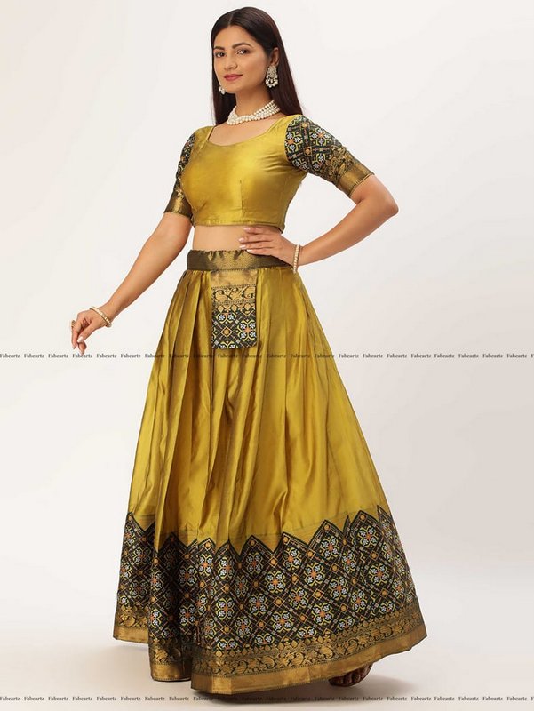Firozae Floral Boarder White Lehenga Choli