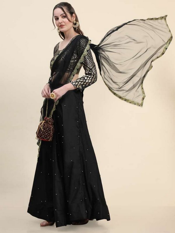 Firozae Plain Maroon Lehenga Choli