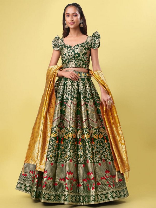 Purvika Gloden & Yellow Floral Lehenga Choli