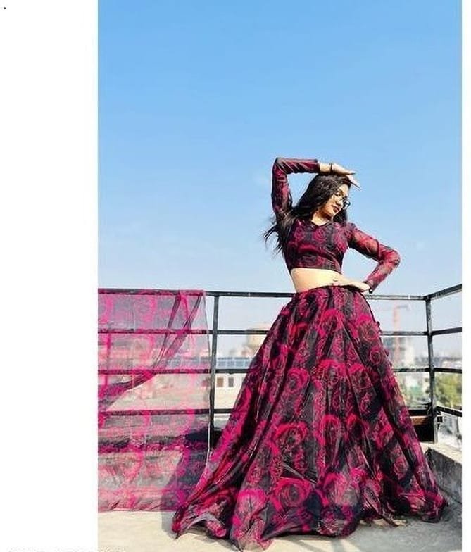 Trivenika Pink Floral Lehenga Choli