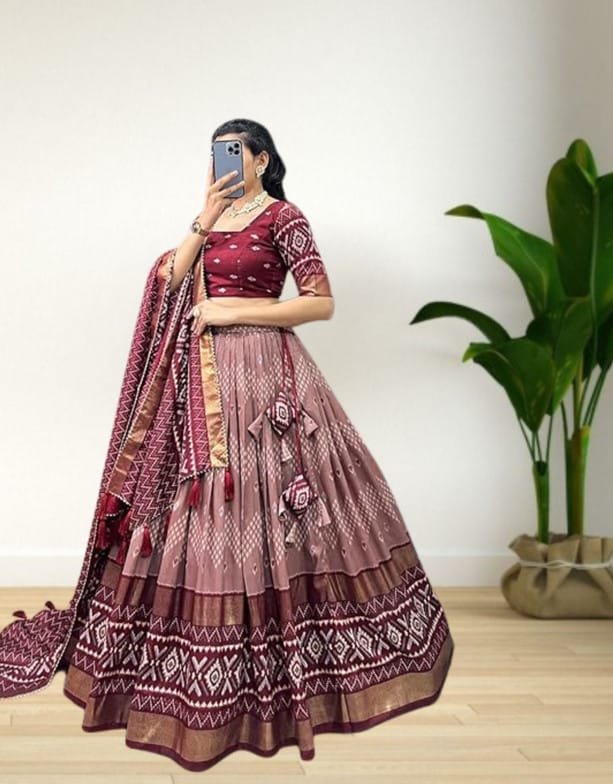 Trivenika Silver COlour LIne Design Lehenga Choli