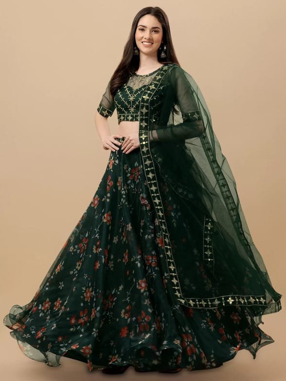 Trivenika Simple Floral Lehenga Choli