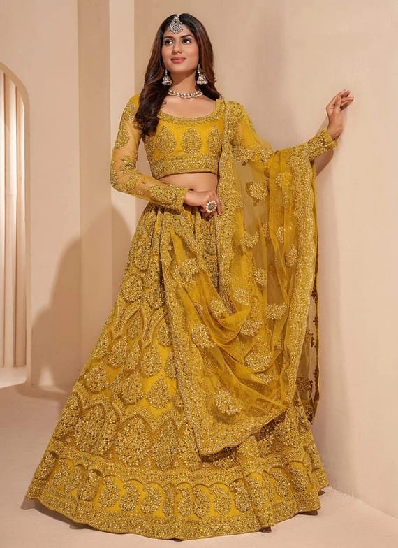 Zivora Satin Blend Net Lehenga Choli