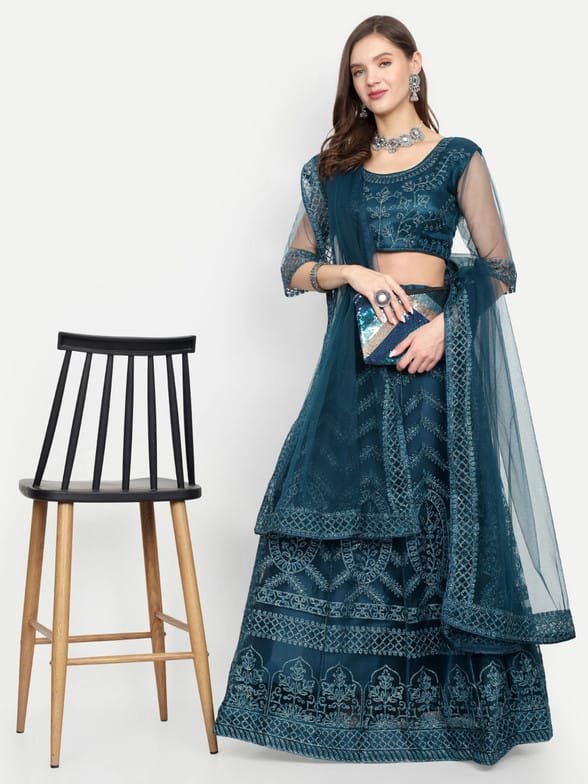Zivora Simple Net Floral Lehenga Choli