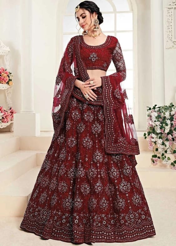Zivora Silver Net Design Lehenga Choli
