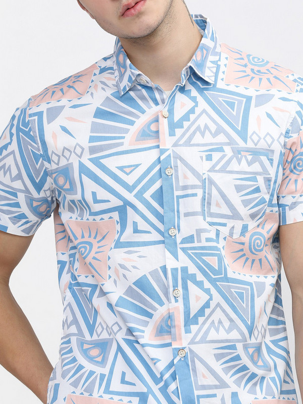 Havric Geometric sun print short sleeve shirt