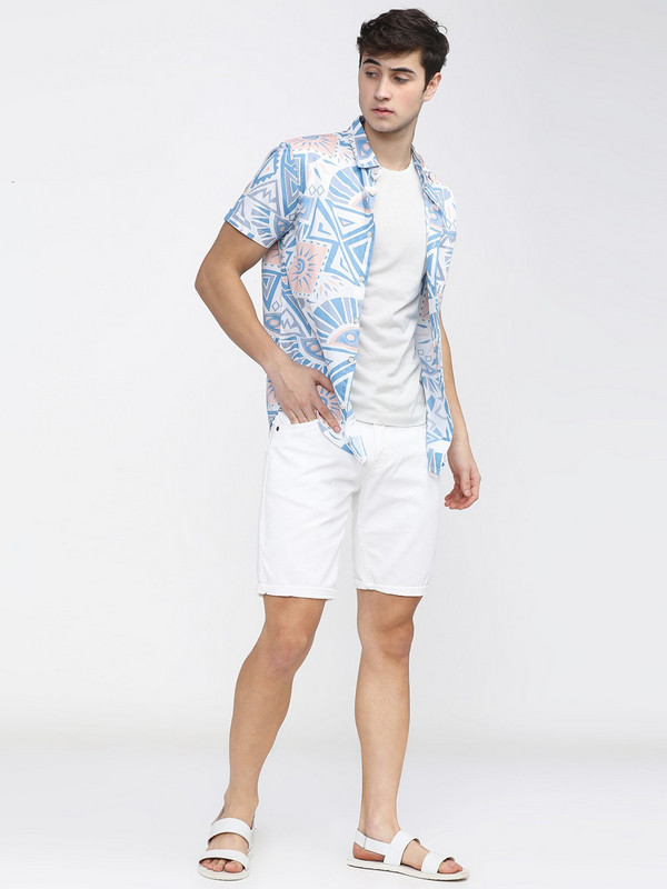 Havric Geometric sun print short sleeve shirt
