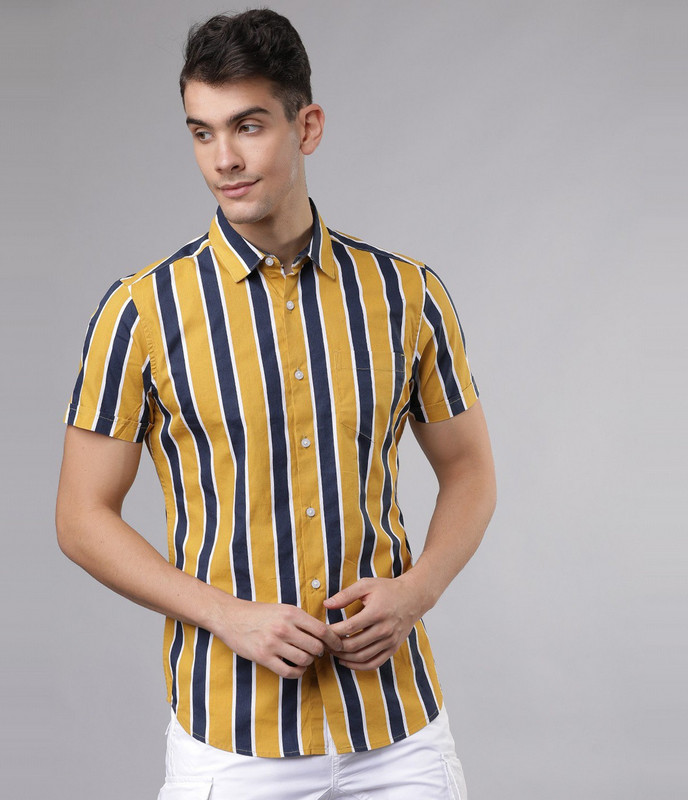 Harvic Vertical stripe short sleeve shirt