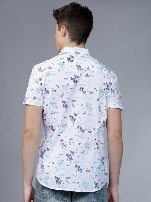 Havric Coral ditsy floral button-down shirt