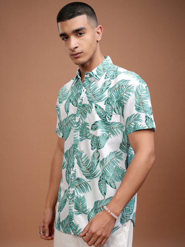 Havric Salmon micro-floral shirt