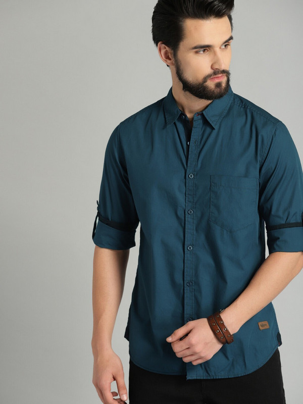 Roxter Petrol blue button-down Shirt