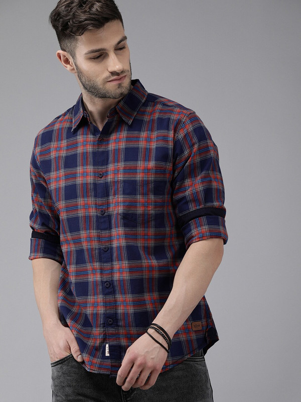 Roxter Navy blue and burnt orange shirt