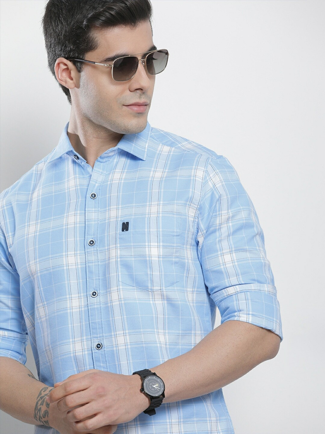 Ivaan Light blue and white checkered Shirt