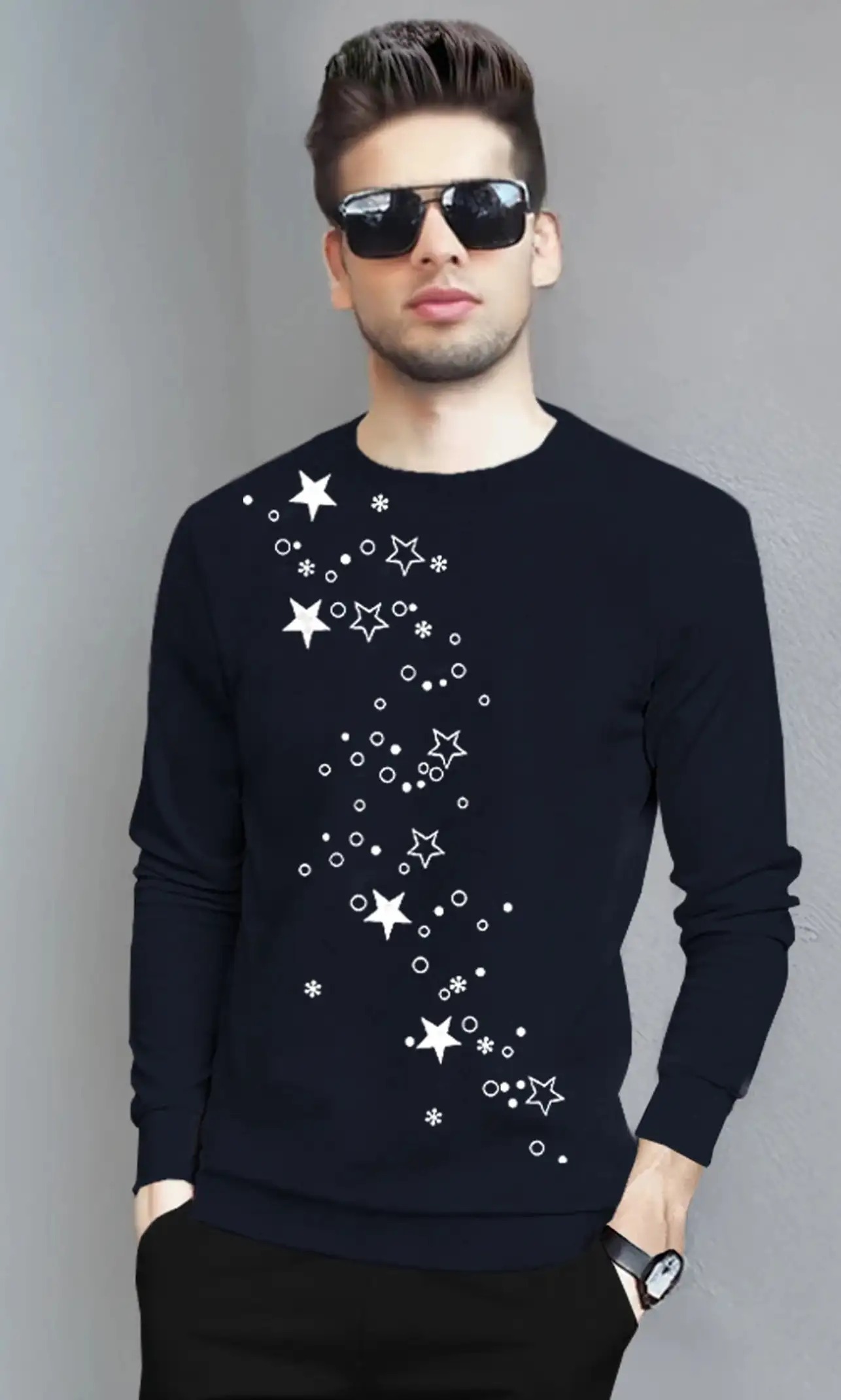 TeeCulture Solid Stars Print T-Shirt