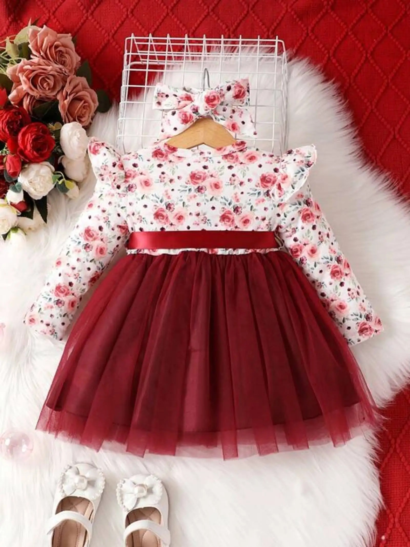 Parnika Denim & Net Fit Flare Maxi