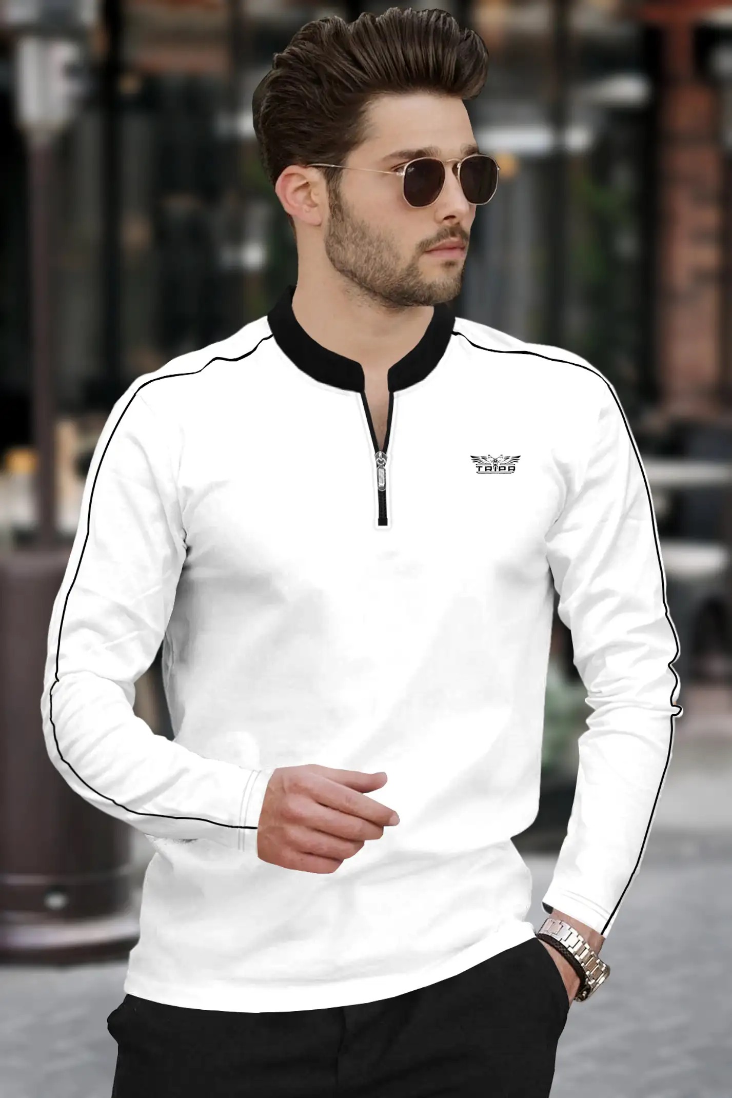 TeeCulture Solid Mandarin Colla T-Shirt