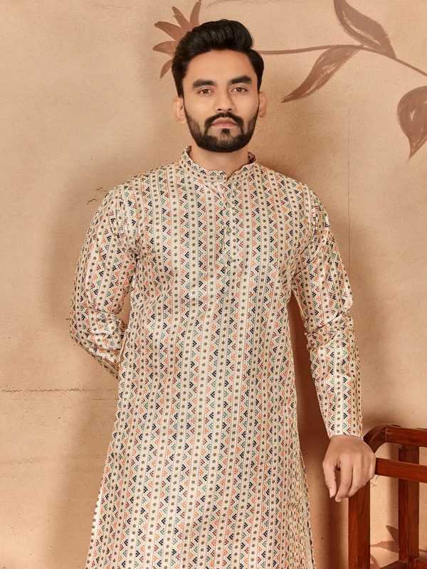 Civanth V-shapes &and polka dots Print Kurta
