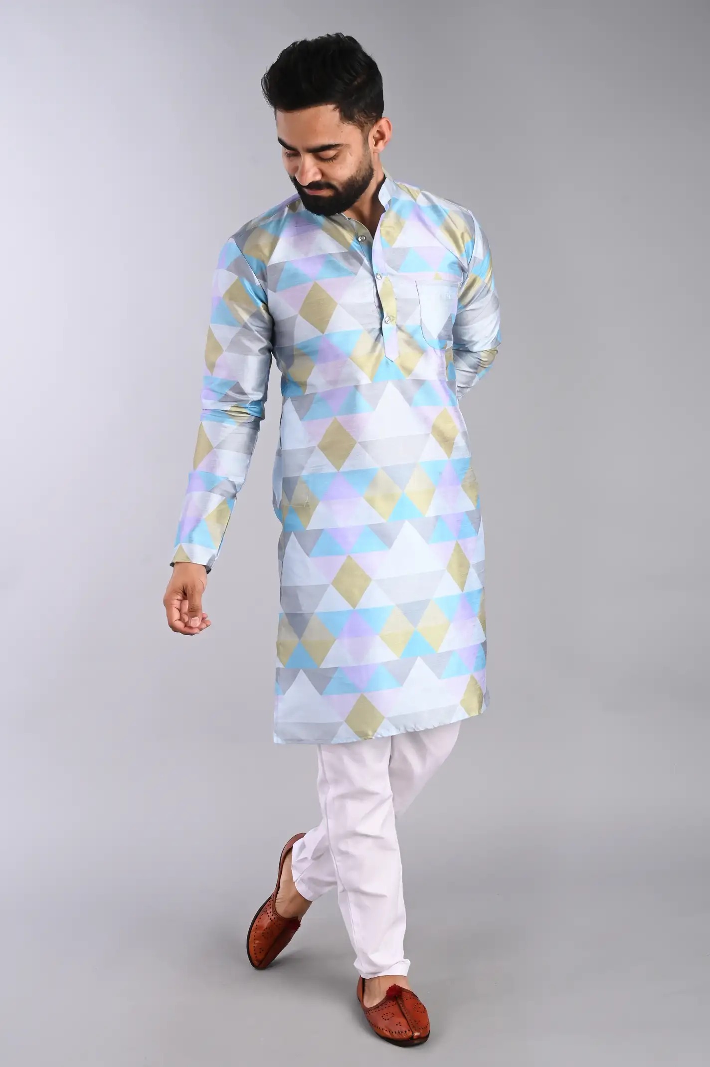 Festivo All-Over Diamond Print Kurtha Set