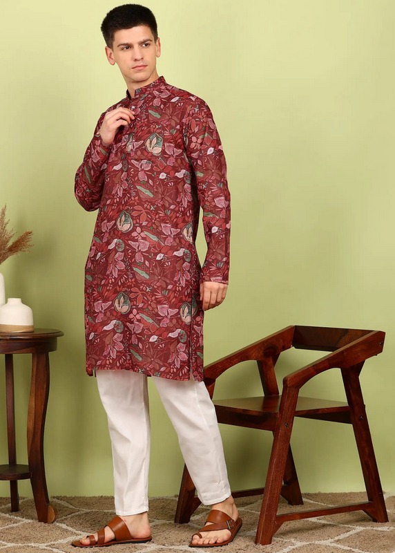 Festivo Sage green and ivory floral print Kurtha Set
