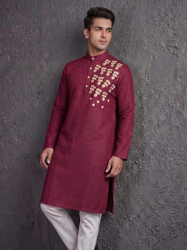 Tirthan Leafy motif  kurta set