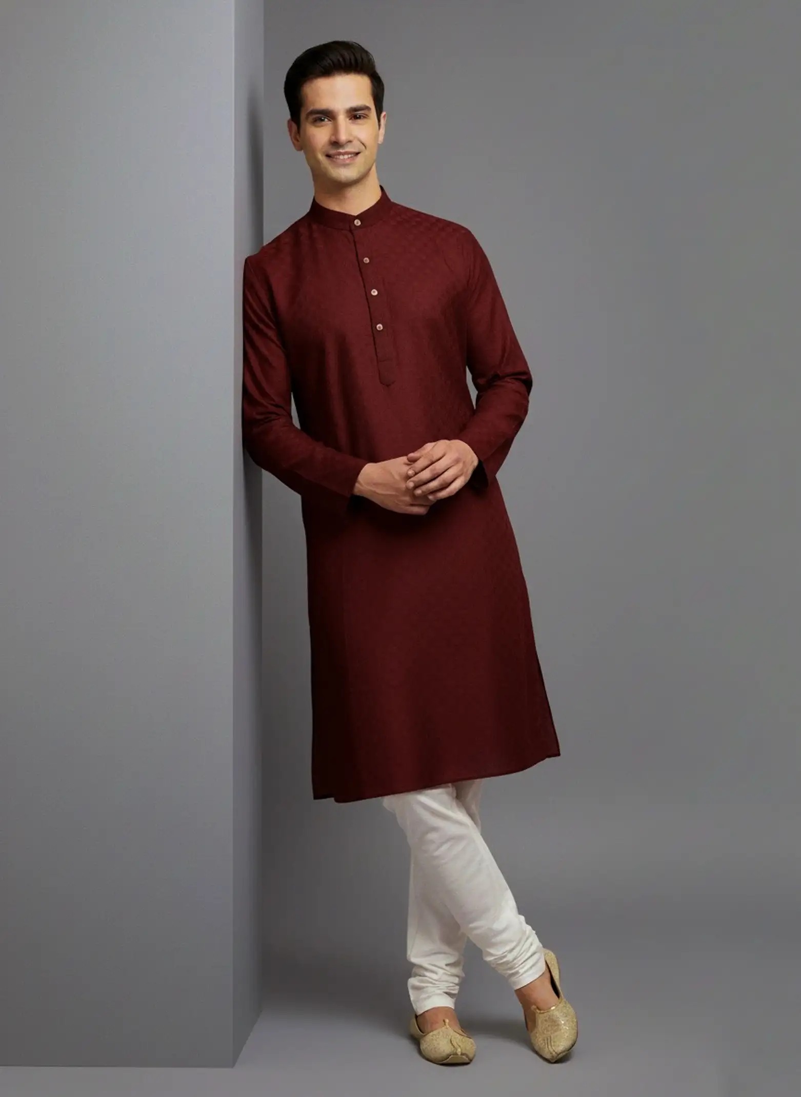 Tirthan Geometric weave  kurta set