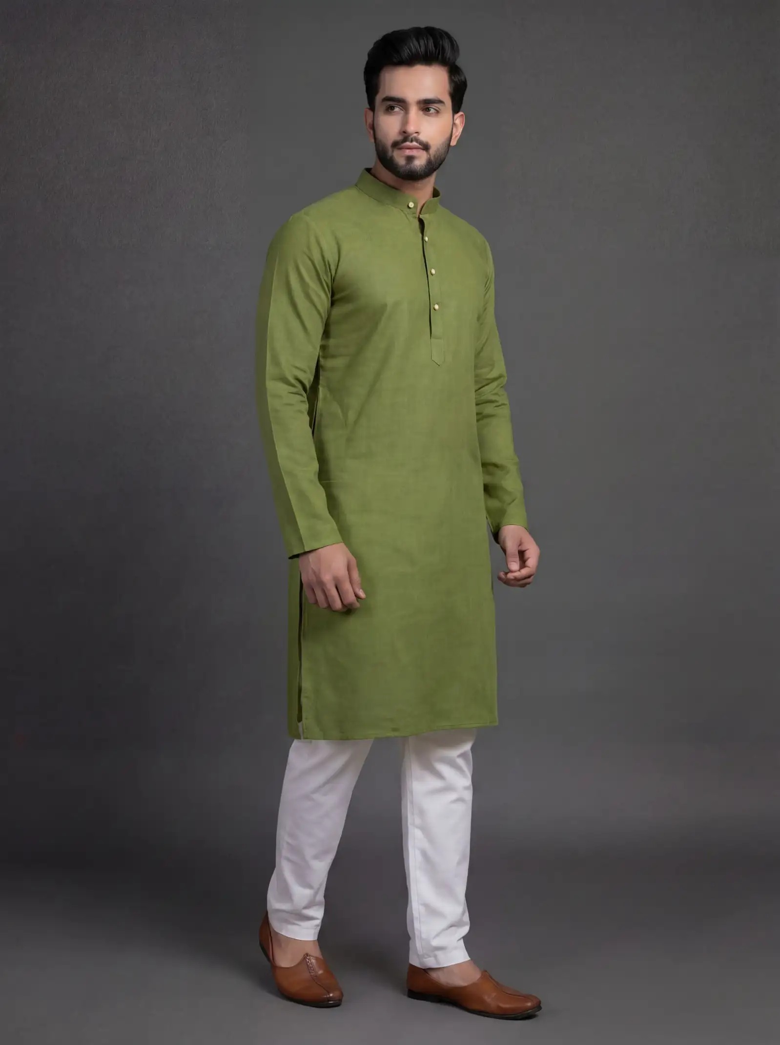 Tirthan Self-Design Cotton Blend Kurta 