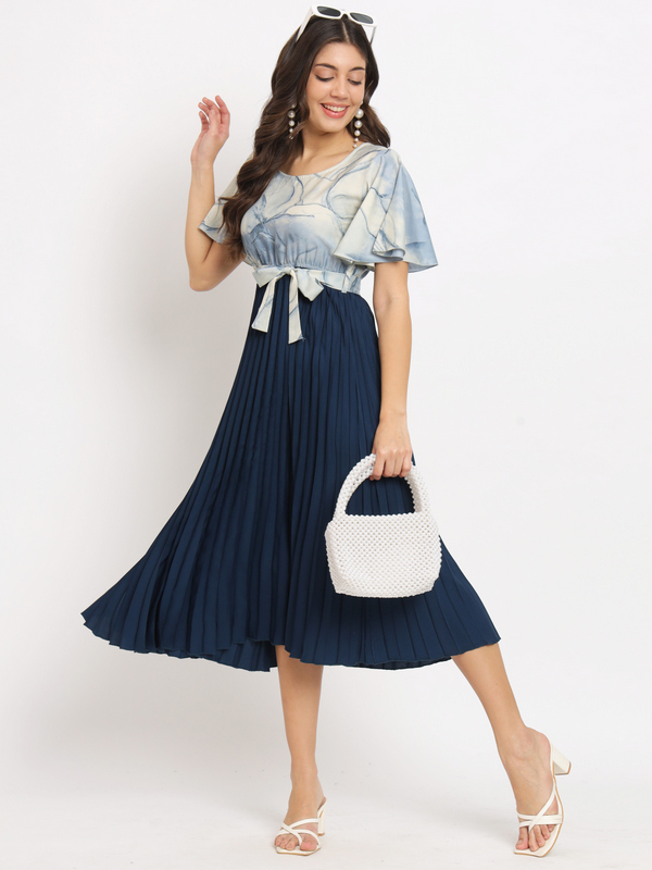 Zeflora A-line Blue fit&flare Dress