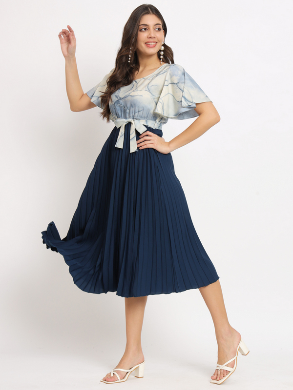 Zeflora A-line Blue fit&flare Dress