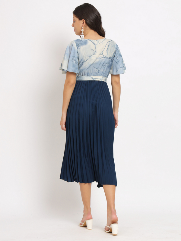 Zeflora A-line Blue fit&flare Dress