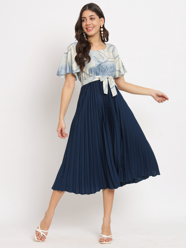 Zeflora A-line Blue fit&flare Dress