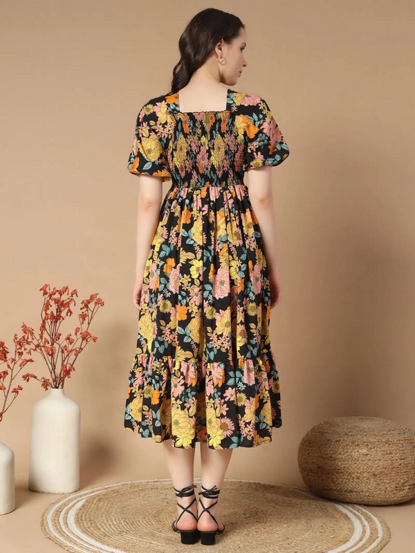 Zeflora Empire Waist Yellow Dress