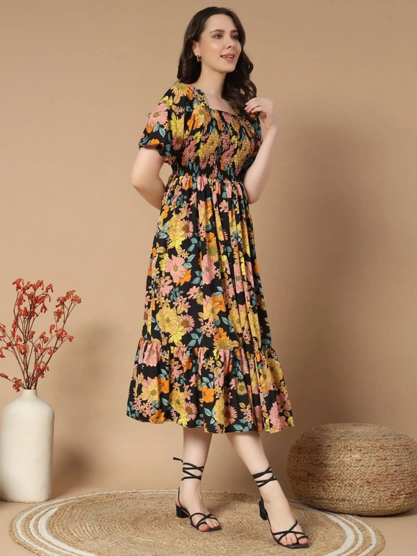 Zeflora Empire Waist Yellow Dress