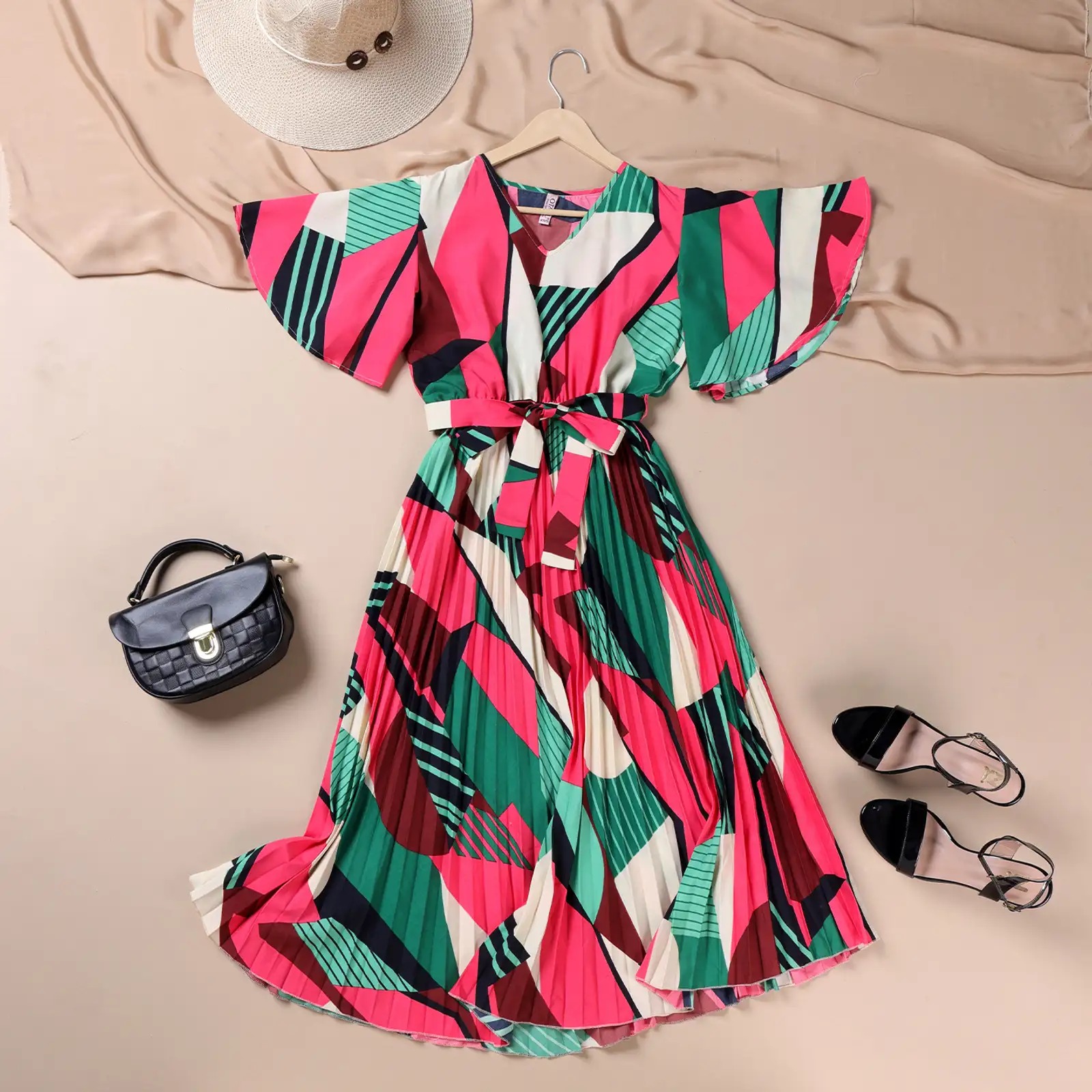 Zeflora A-Line Knee Pink Dress