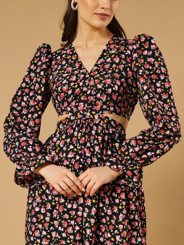 Zeflora Fit&Flare Maxi Pink Dress