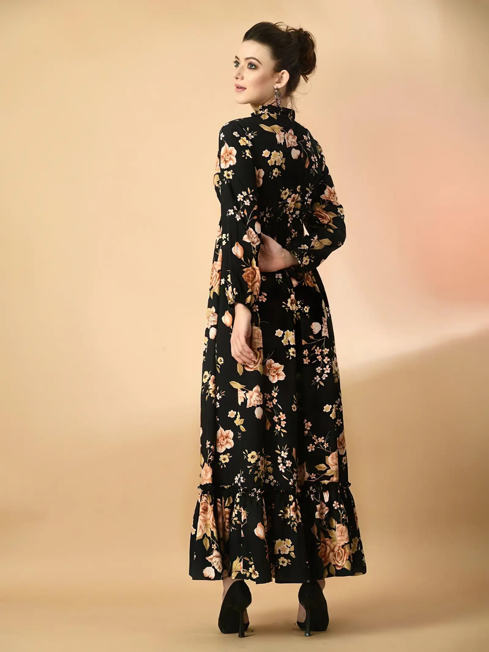 Zeflora Floral Balloon Maxi Dress