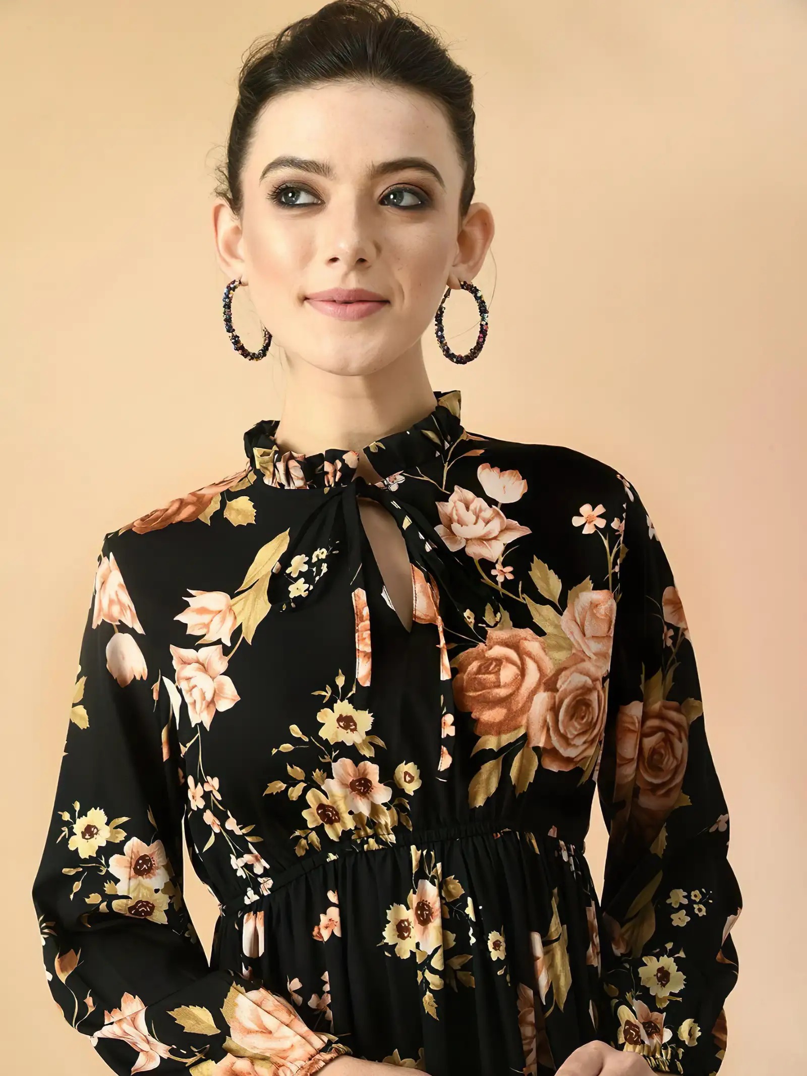 Zeflora Floral Balloon Maxi Dress