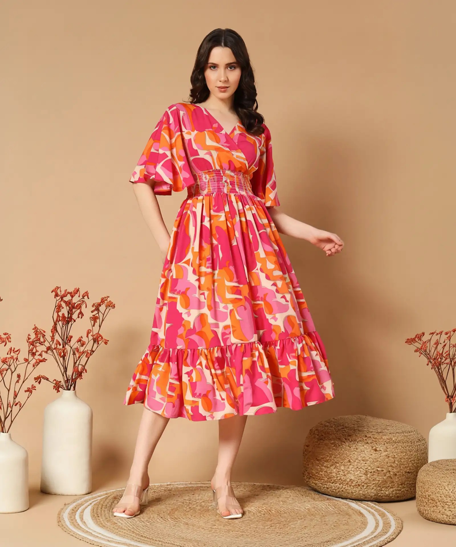 Zeflora Flared Midi Dress