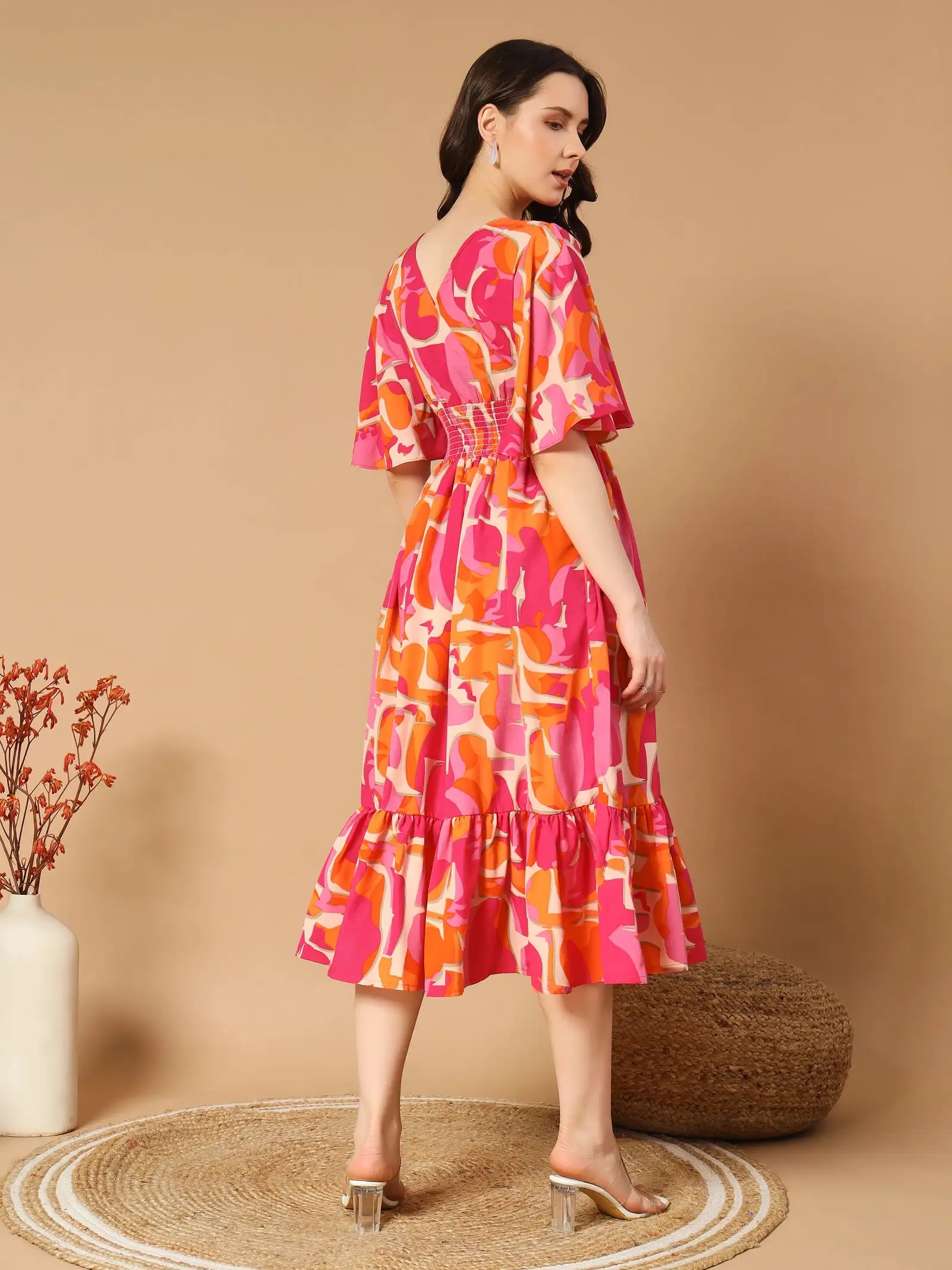 Zeflora Flared Midi Dress