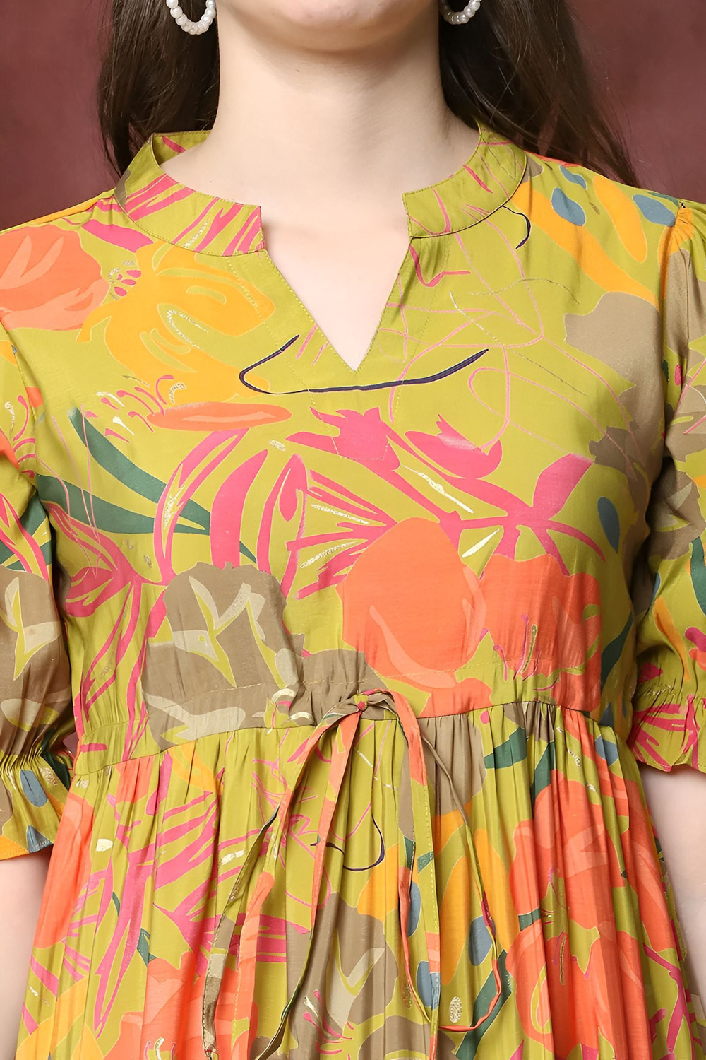 Zeflora Tiered Puff-Sleeve Midi Dress