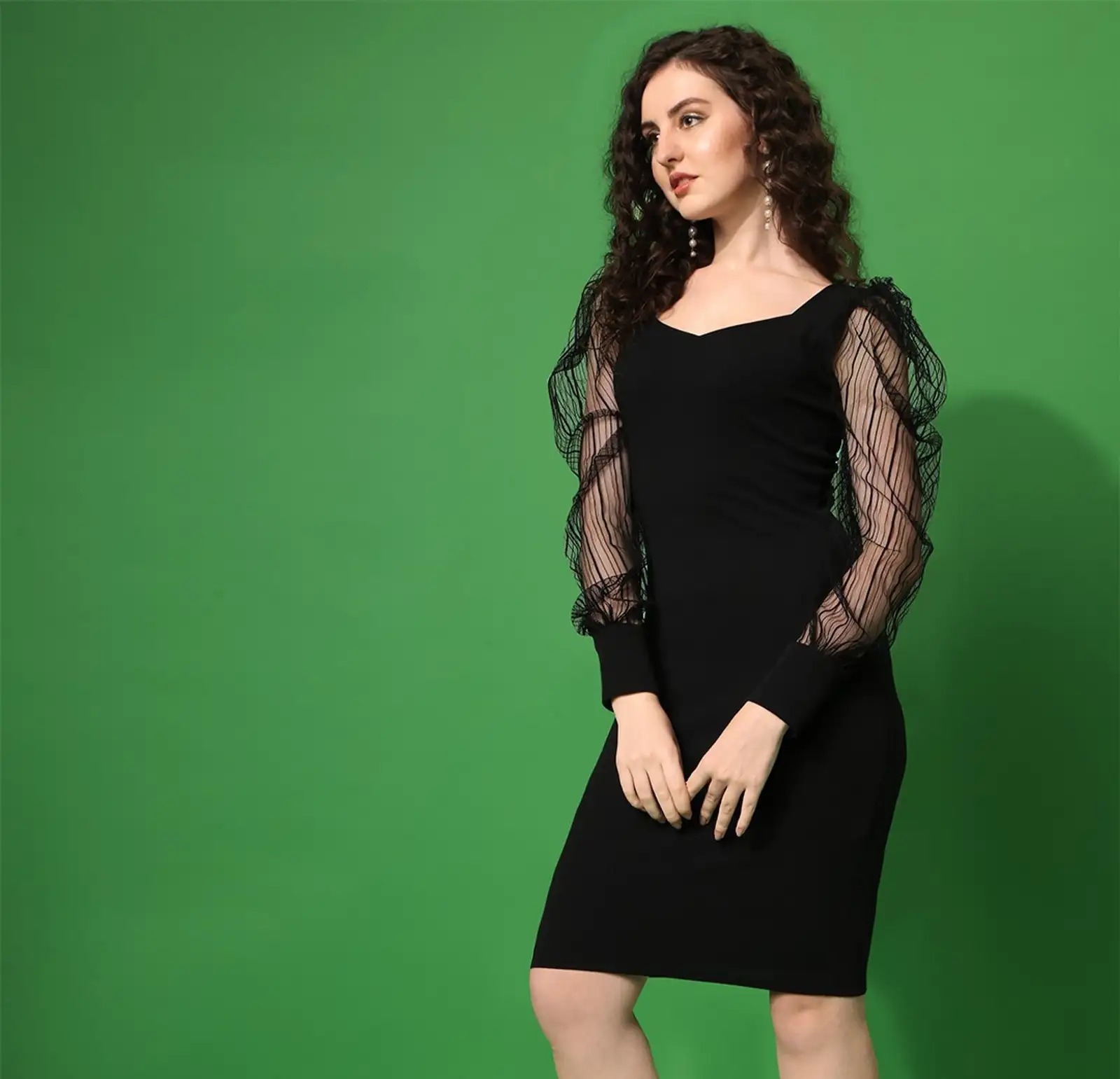 Shemora Black solid Bodycon Dress