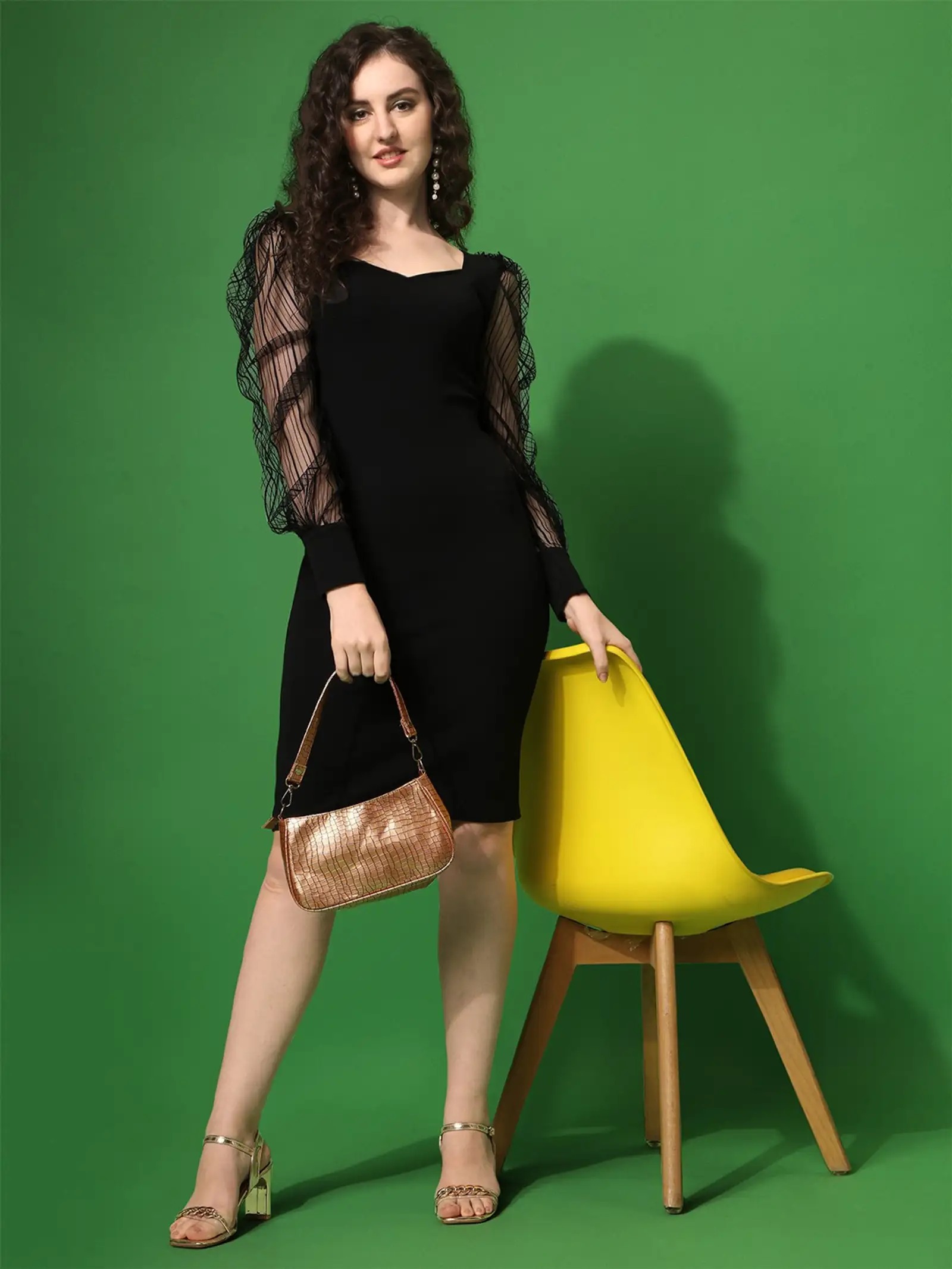 Shemora Black solid Bodycon Dress